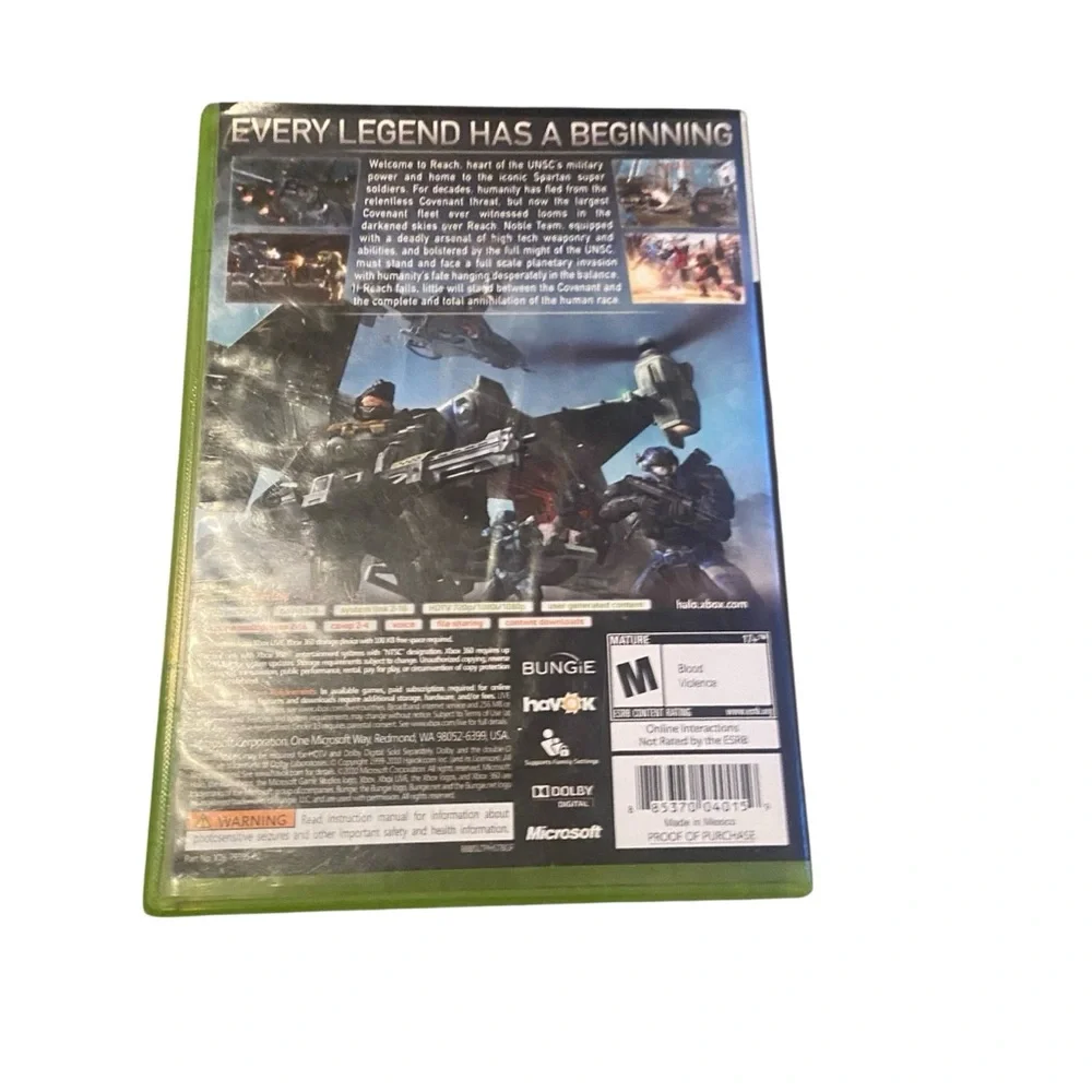 Halo: Reach (Microsoft Xbox 360, 2010) Complete W/ Manual CIB Video Game Rated M